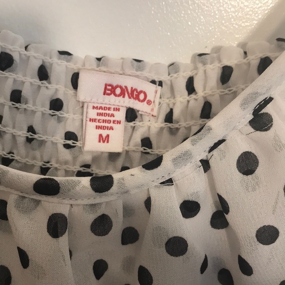 Black and White Polka Dot Ruffled Top - Picture 2 of 3